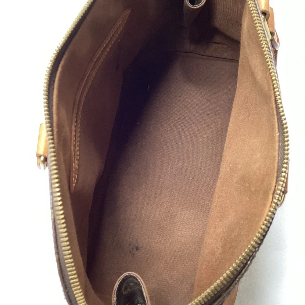 Louis Vuitton Monogram Alma Handbag Brown Coated Canvas Leather